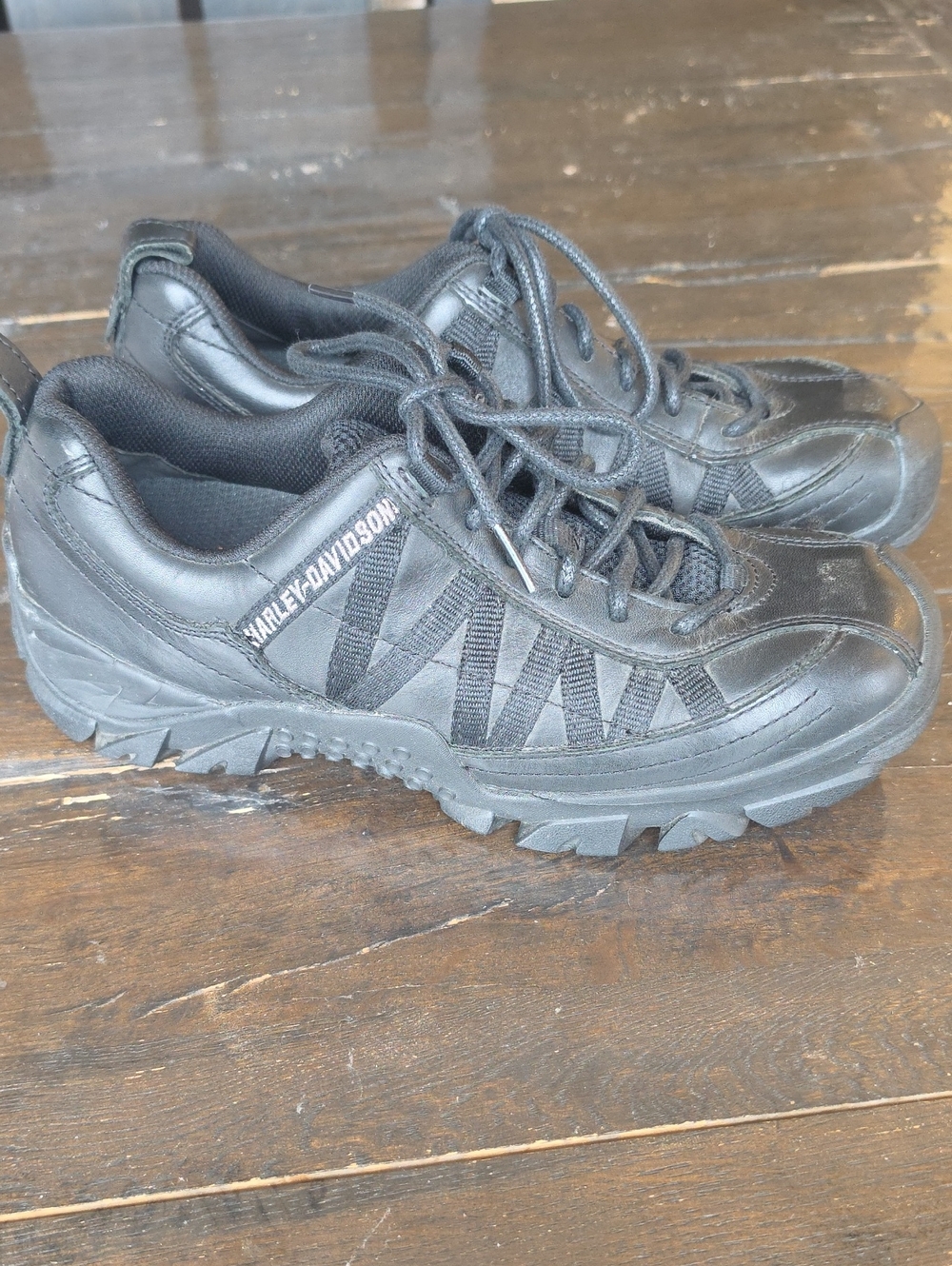 (7.5) Harley-Davidson Men's All-Black Rugged Lace-Up Bikercore Moto Classic Ride